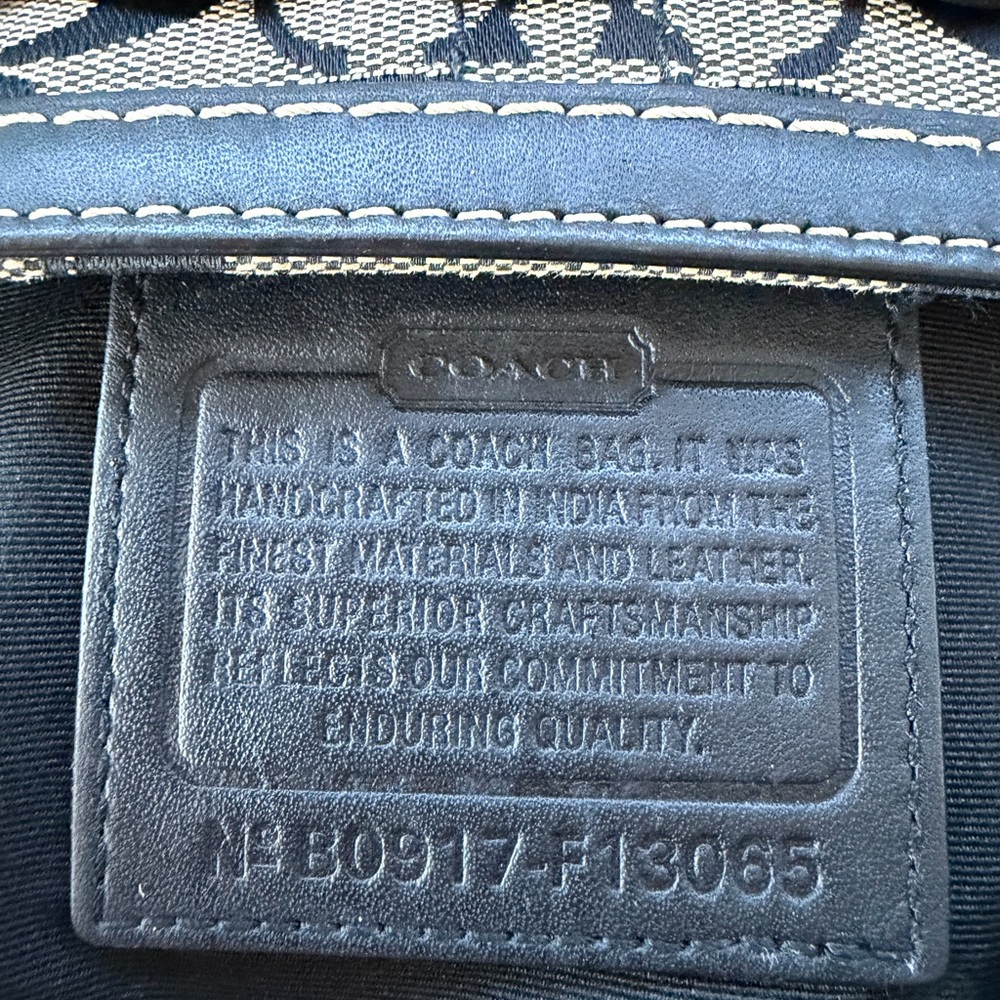 Coach Black and Beige Signature Canvas Satchel with Braided Leather Trim - Picture 2 of 14